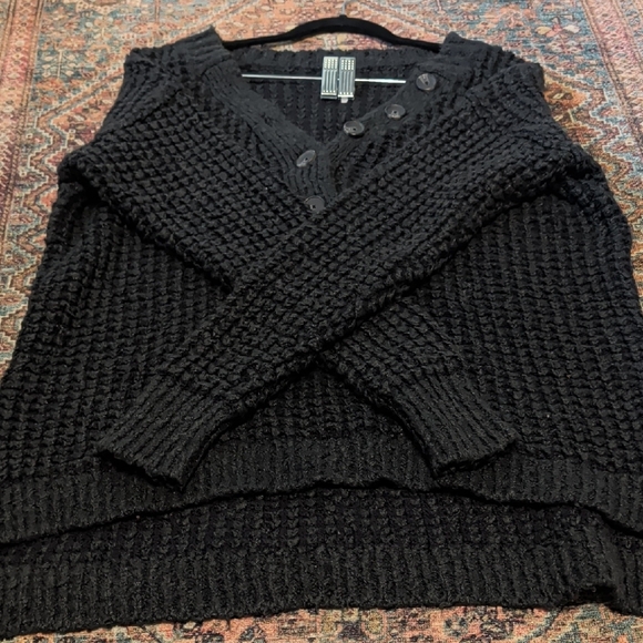 Free People Cozy Black Button-Up Sweater - Picture 6 of 6